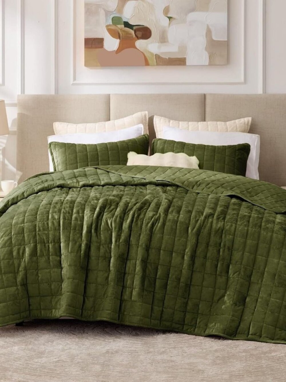 BEDELITE Velvet Quilt Set King Size - Luxury Velvet Comforter Bedding Set 3 Piec